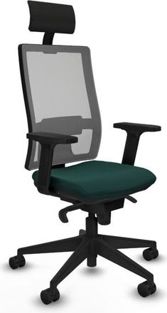 Piqueras y Crespo Piqueras Y Crespo - Horna sincro malla gris similpiel verde botella brazos 2D base piramidal cabecero fijo ruedas 65mm nailon