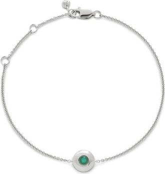 Monica Vinader May Birthstone Chain Bracelet in Sterling Silver /Emerald at Nordstrom
