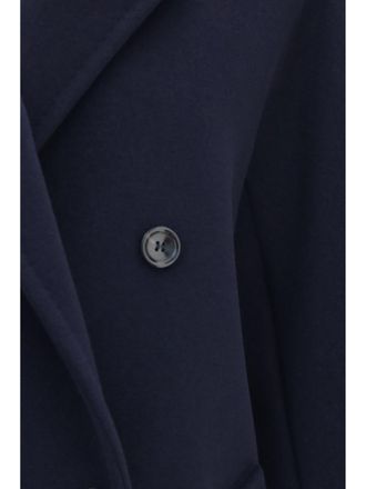 Max Mara Womens Double-Breasted Jacket Rebus Navy Blue Merino Wool (ovis Aries)