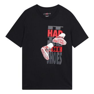 Nike Jordan Air Jordan The Shoes Printing Sports Round Neck Short Sleeve Black DH8954-010