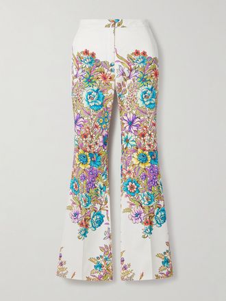 Etro Pantaloni Svasati In Cr&ecirc;pe Di Misto Cotone Floreale - Multicolore