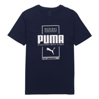 Puma Casual Sports Printing Round Neck Short Sleeve Blue 586586-06