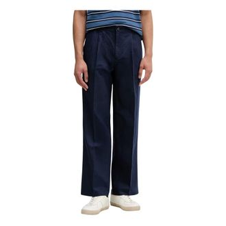 Benetton Broeken, Heren, Blauw, XL, Linnen, Wijde broek
