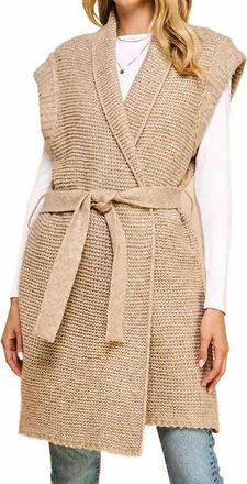 Pinch Design Womens Belted Sweater Cardigan In Taupe
