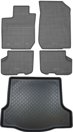 OEM Dacia Logan Ii Sed&aacute;n (4 Puertas) Desde 03.2013 Set - Alfombrillas De Goma Para Coche + Alfombrilla Para Maletero