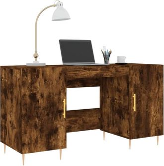 Berkfield Home Elegant Desk Smoked Oak 140x50x75 cm Engineered Wood in Brown | Size: 140 x 50 x 75 cm