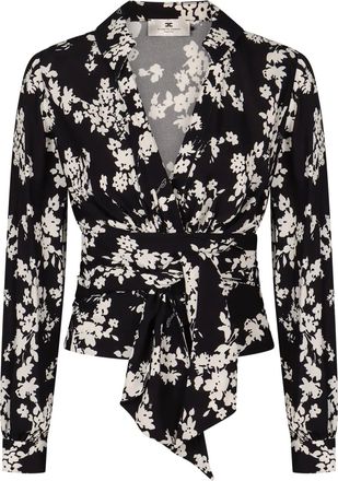 Elisabetta Franchi Blusa a fiori - Nero