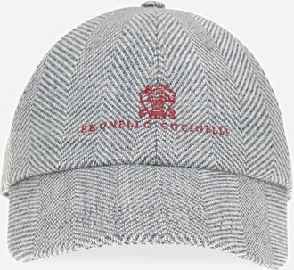 Brunello Cucinelli Alpaca, wool and silk chevron Baseball Hat with logo Male XL
