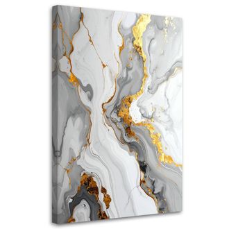 Feeby Cuadro En Lienzo Abstracci&oacute;n De M&aacute;rmol Gris Y Dorado 70x100