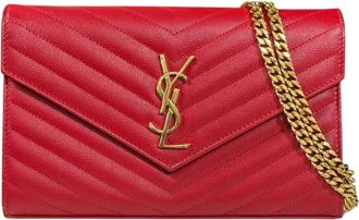 Saint Laurent Red Color Leather Chain/Shoulder Wallet (Pre-Owned)