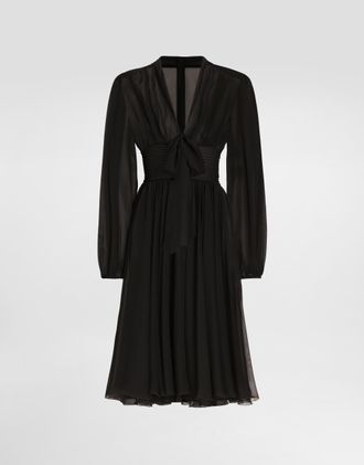 Dolce & Gabbana Chiffon Dress - Woman Dresses Black Silk 44