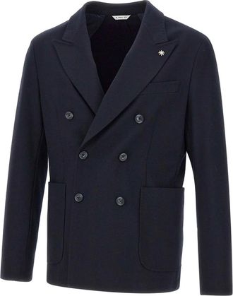 Manuel Ritz Heren, Jassen, Blauw, Maat: 2XL Viscose