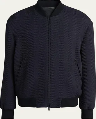 Giorgio Armani Mens Raised Chevron Bomber Jacket