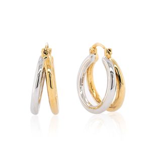 MAX + STONE 14k Gold Resin Filled Electroform Two Tone Hoops