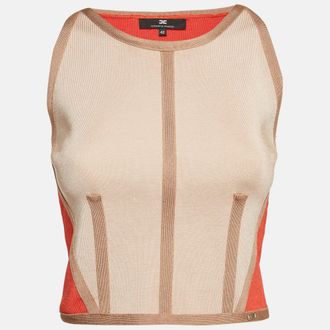 Elisabetta Franchi Orange Knit Sleeveless Top