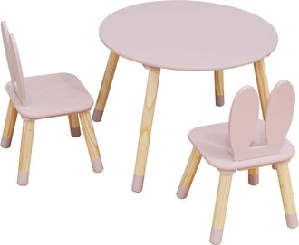 Mobili Rebecca Conjunto con mesa baja y 2 sillas para niños de mdf rosa