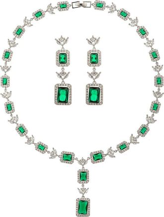 Eyecandy LA Eye Candy La Cz Lisa Green Tennis Necklace Set