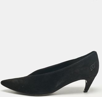 Sergio Rossi Black Suede Pointed Toe Pumps