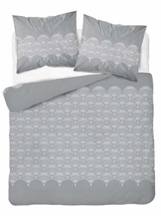 OEM Juego De Cama De Franela 220x200 Con Plumas De Pavo Real Y Roseta Gris