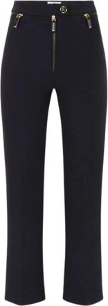 Elisabetta Franchi Slim-fit Broeken - Dames - Slim Fit Broeken - Zwart - XL - Leer - Broeken