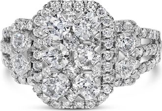 House of Brilliance 14K White Gold 2 1/4 Cttw Diamond Cocktail Cluster Ring at Nordstrom, Size 7