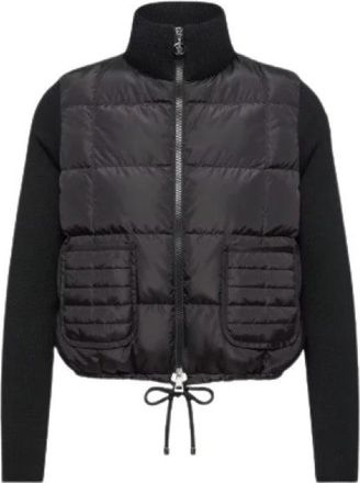 Moncler Gebreide Cardigan met Rits en Vierkante Quilt - Dames - Vesten - Zwart - S - Wol - Truien & Vesten