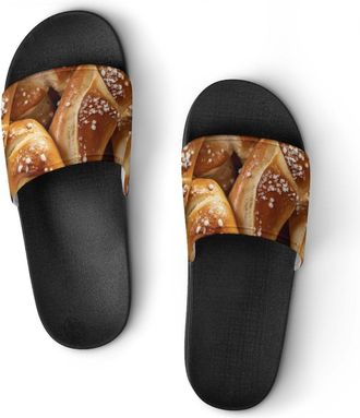 Generic Pretzels with Salt Unisex Beach Slippers & Pool Slides Anti-Slip House Shoes for Home Outdoor