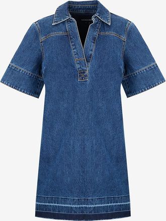 Veronica Beard Kurzes Jeanskleid mit Ziern&auml;hten Felice