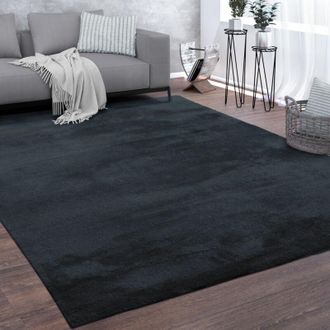 Paco Home Paco Home - Alfombra Sal&oacute;n Pelo Corto Lavable Monocolor Moderna Suave Marino Azul 300x400 Cm
