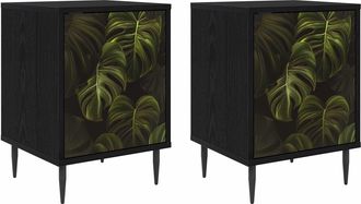 vidaXL Mesa De Noche Elburg 2 Uds. Roble Negro 36 X 33 X 51 Cm Vidaxl