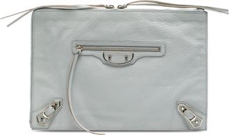 Balenciaga Tweedehands Kalfsleren Motocross Classic Zip Around Flat Clutch