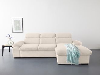 Cotta Ecksofa »Lola L-Form mit Kopfteilfunktion & Hocker« wahlweise mit Bettfunktion, Bettkasten & Armteilverstellung