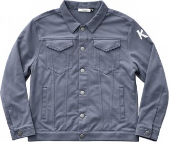 Kinetix Mens Warrior Kanji Denim Jacket In Fossil Gray