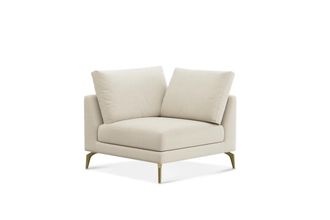 Castlery Lena Corner Sofa Customized, (Washed Chenille) Cream (Brass Legs), Machine Washable, Removable Covers for Sofas, Castlery