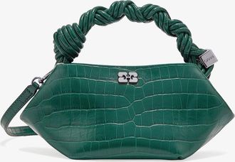 Ganni Pineneedle Green Croco Patent Mini Bou Bag