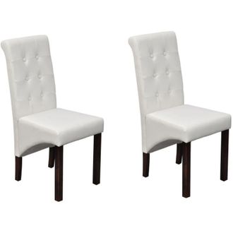 vidaXL Vidaxl - Sillas De Comedor 2 Unidades Cuero Sint&eacute;tico Blanco