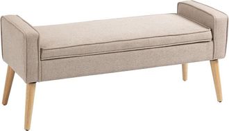 HOMCOM Homcom - Banco De Almacenamiento Ba&uacute;l De Almacenaje Tapizado En Lino Con Tapa Abatible Y Patas De Madera Para Dormitorio Sal&oacute;n Carga 120 Kg 120x45x54 