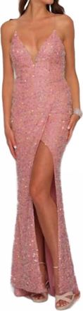 Dave & Johnny Sleeveless Gown In Pink