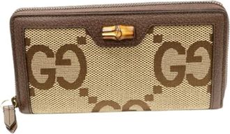 Gucci Pre-owned Wallets, female, Brown, Size: ONE SIZE Pre-owned Canvas Wallet
