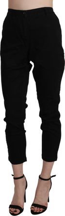 Acht Black High Waist Skinny Cropped Cotton Capri Womens Pant