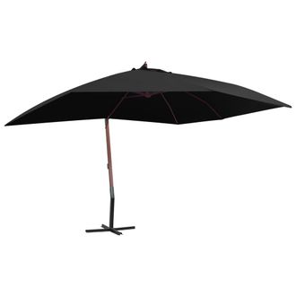 vidaXL Sombrilla De Jard&iacute;n Colgante Con Palo De Madera Negro 4x3 M Vidaxl