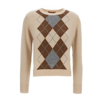 Max Mara Ronde hals gebreid - Dames - Ronde hals truien - Beige - S - Wol - Truien & Vesten
