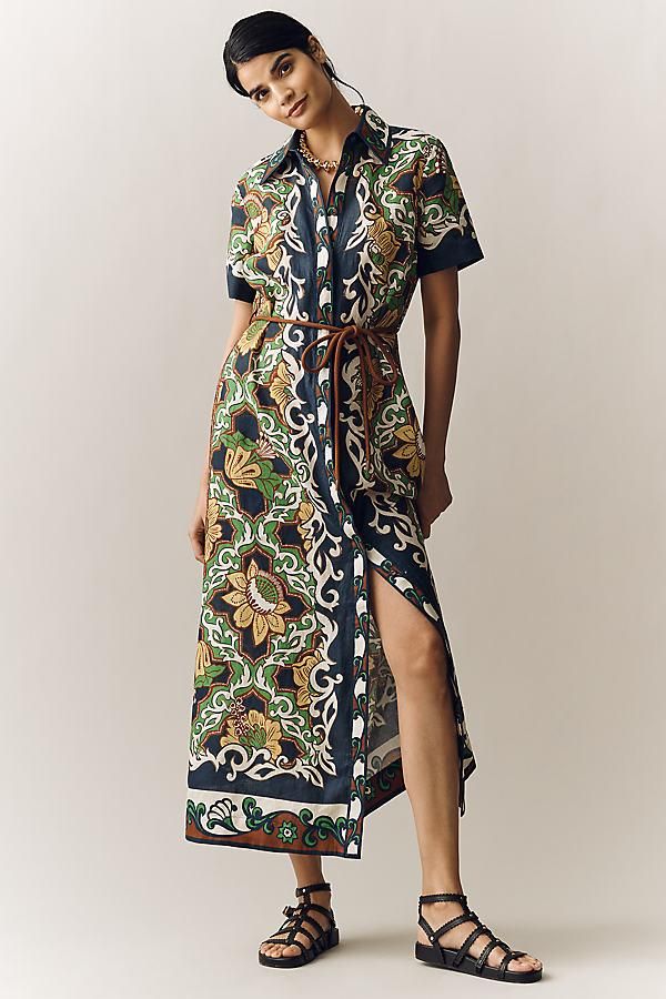 bl-nk printed buttondown shirt dress Bl-nk Printed Buttondown Shirt Dress