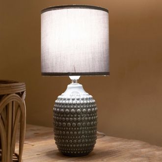Dmora L&aacute;mpara De Mesa Bethel, Necesita 1 Bombilla, Casquillo E14, Pantalla, Gris
