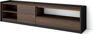 Skraut Home Mueble tv efecto madera roble oscuro y negro 207x37x50cm
