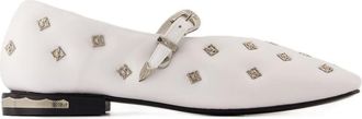 Toga Archives Womens Diamond-Studded Leather Ballerina White