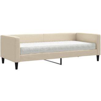 vidaXL Sof&aacute; Cama Con Colch&oacute;n Tela Crema 80x200 Cm Vidaxl