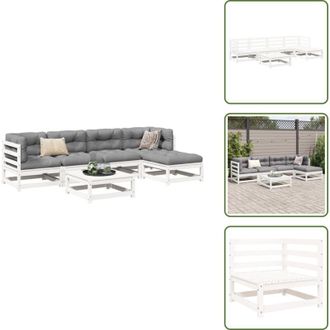 vidaXL Seduta da giardino - vidaXL Set Divani da Giardino 6 pz Bianco in Legno Massello di Pino - Mobili da esterno