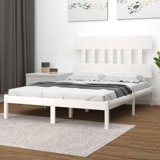 vidaXL Estructura De Cama De Madera Maciza Blanca 140x200 Cm Vidaxl