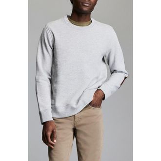 Billy Reid Dover Crewneck Sweatshirt with Leather Elbow Patches in Grey at Nordstrom, Size Xx-Large